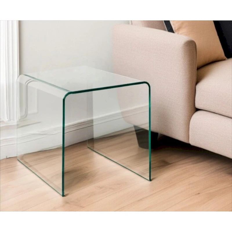 Clear Glass Rounded Edge End Table - 18' X '21' X '18