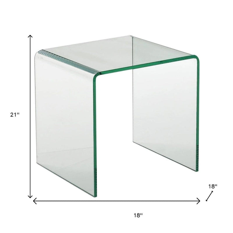 Clear Glass Rounded Edge End Table - 18' X '21' X '18