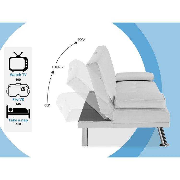 Ultimate Futon Sofa Collection: Futon Sofa with Armrest and Cupholders, Button Tufted Sofa with Wooden Legs