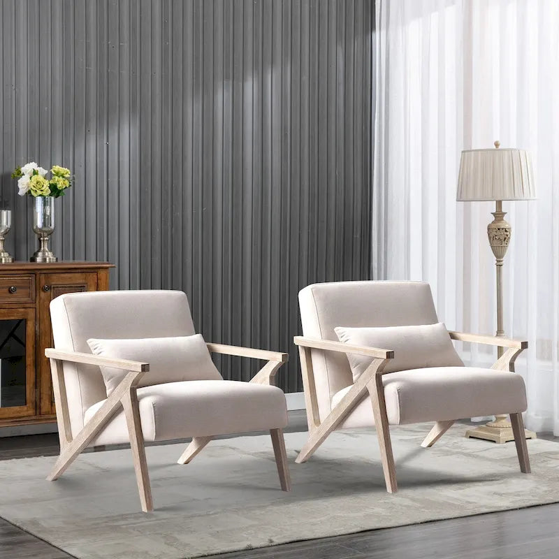 Accent Armchair Solid Hardwood Upholstered for Living Room
