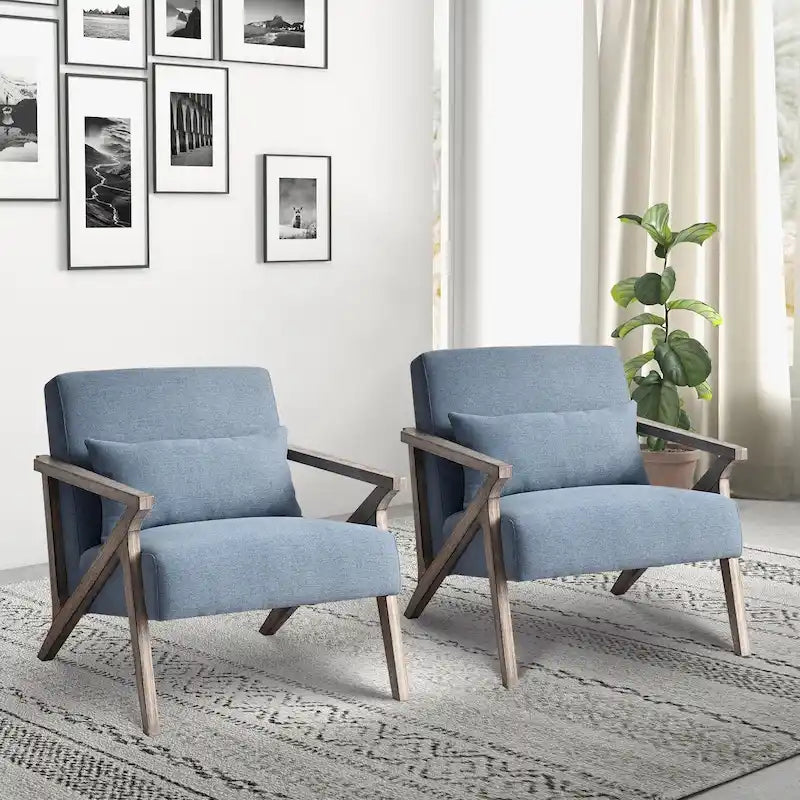 Accent Armchair Solid Hardwood Upholstered for Living Room