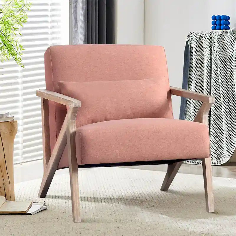 Accent Armchair Solid Hardwood Upholstered for Living Room
