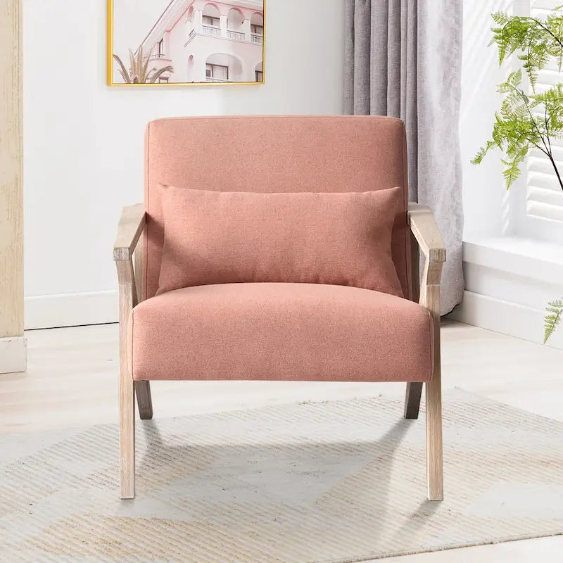 Accent Armchair Solid Hardwood Upholstered for Living Room