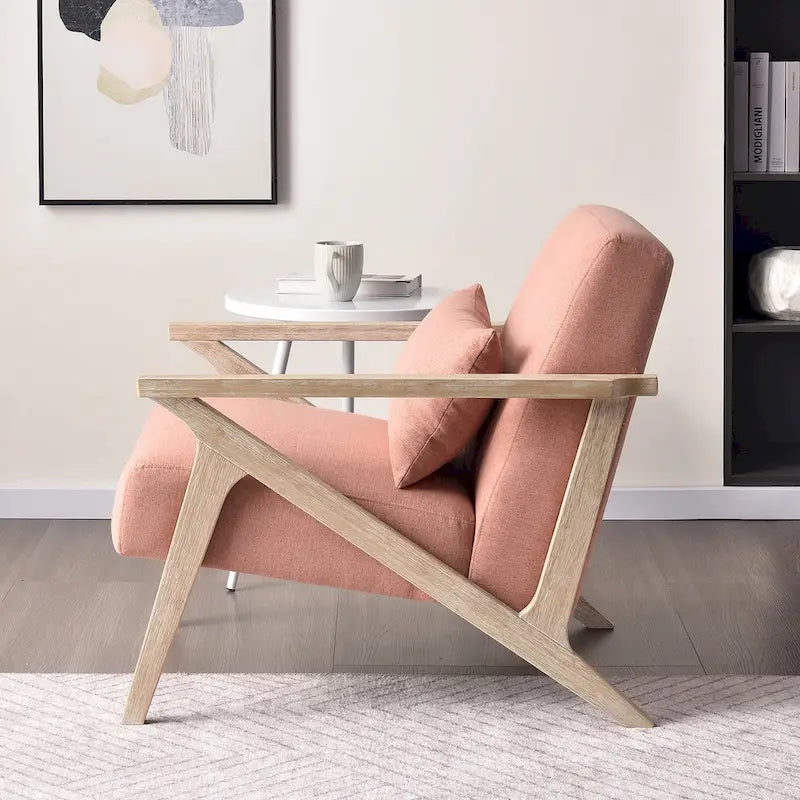 Accent Armchair Solid Hardwood Upholstered for Living Room