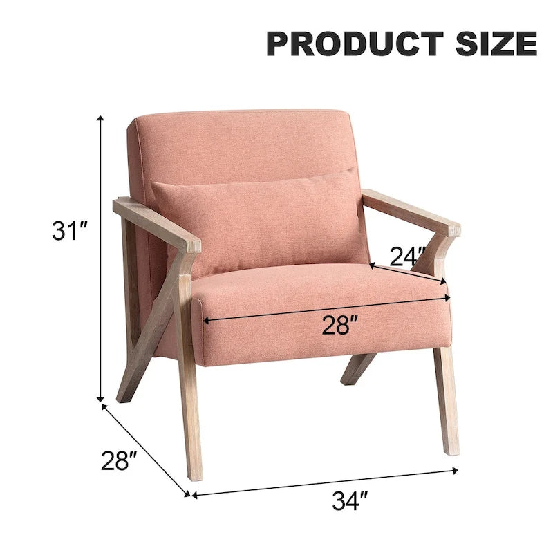 Accent Armchair Solid Hardwood Upholstered for Living Room