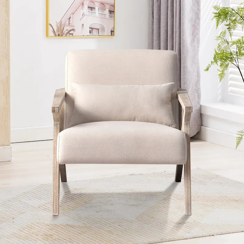 Accent Armchair Solid Hardwood Upholstered for Living Room