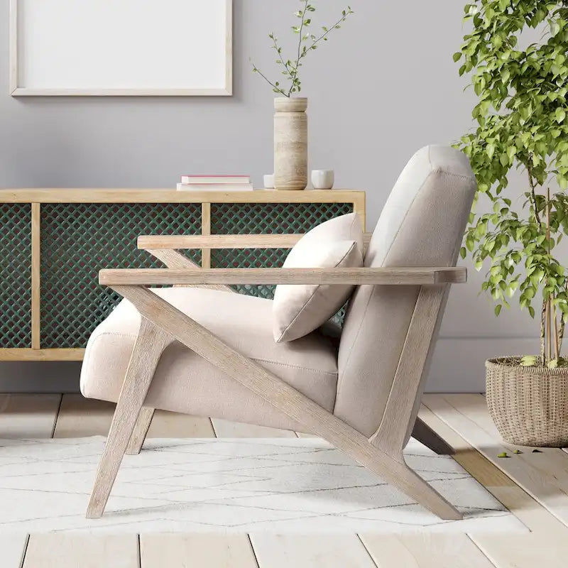 Accent Armchair Solid Hardwood Upholstered for Living Room