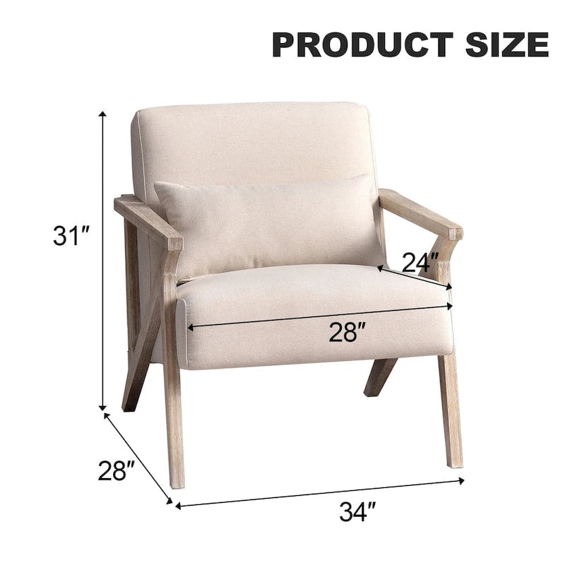 Accent Armchair Solid Hardwood Upholstered for Living Room
