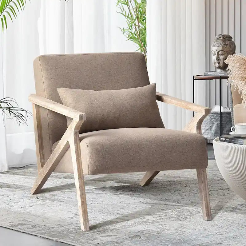 Accent Armchair Solid Hardwood Upholstered for Living Room