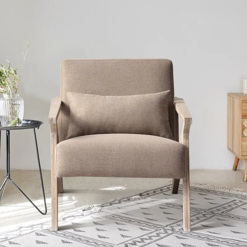 Accent Armchair Solid Hardwood Upholstered for Living Room