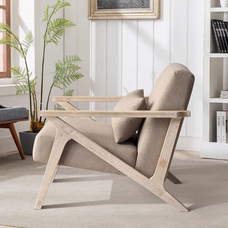 Accent Armchair Solid Hardwood Upholstered for Living Room