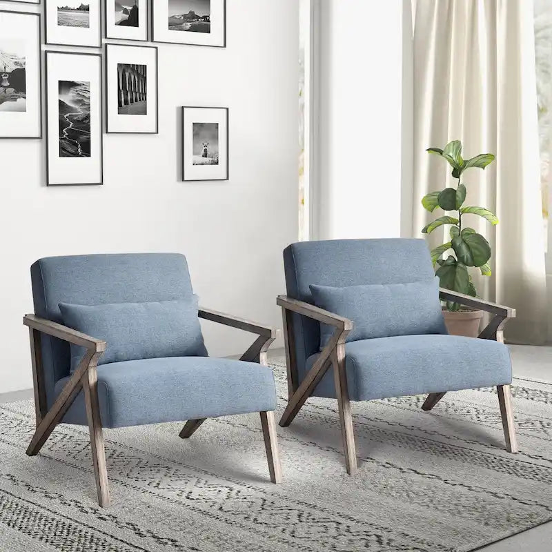 Accent Armchair Solid Hardwood Upholstered for Living Room