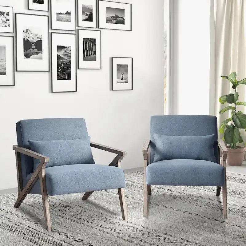 Accent Armchair Solid Hardwood Upholstered for Living Room
