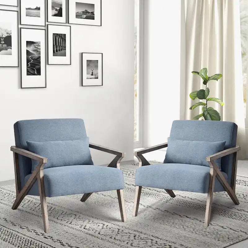 Accent Armchair Solid Hardwood Upholstered for Living Room