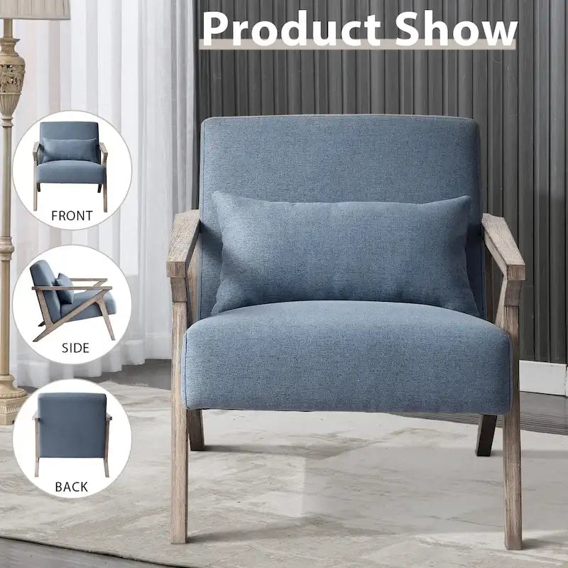 Accent Armchair Solid Hardwood Upholstered for Living Room