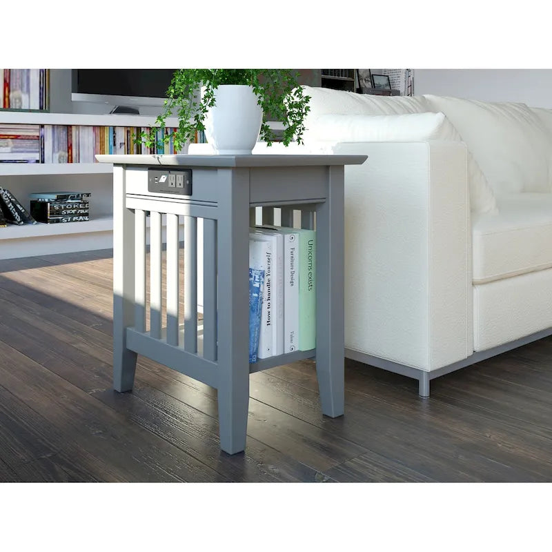 Chair Side Table with Charging Station
