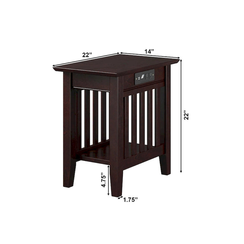 Chair Side Table with Charging Station