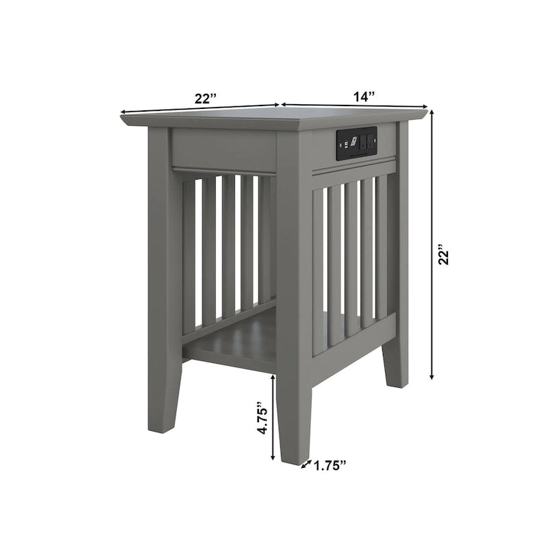 Chair Side Table with Charging Station