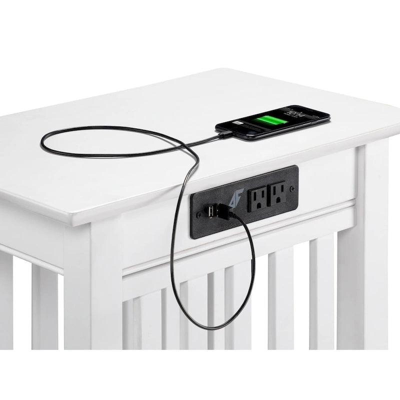 Chair Side Table with Charging Station