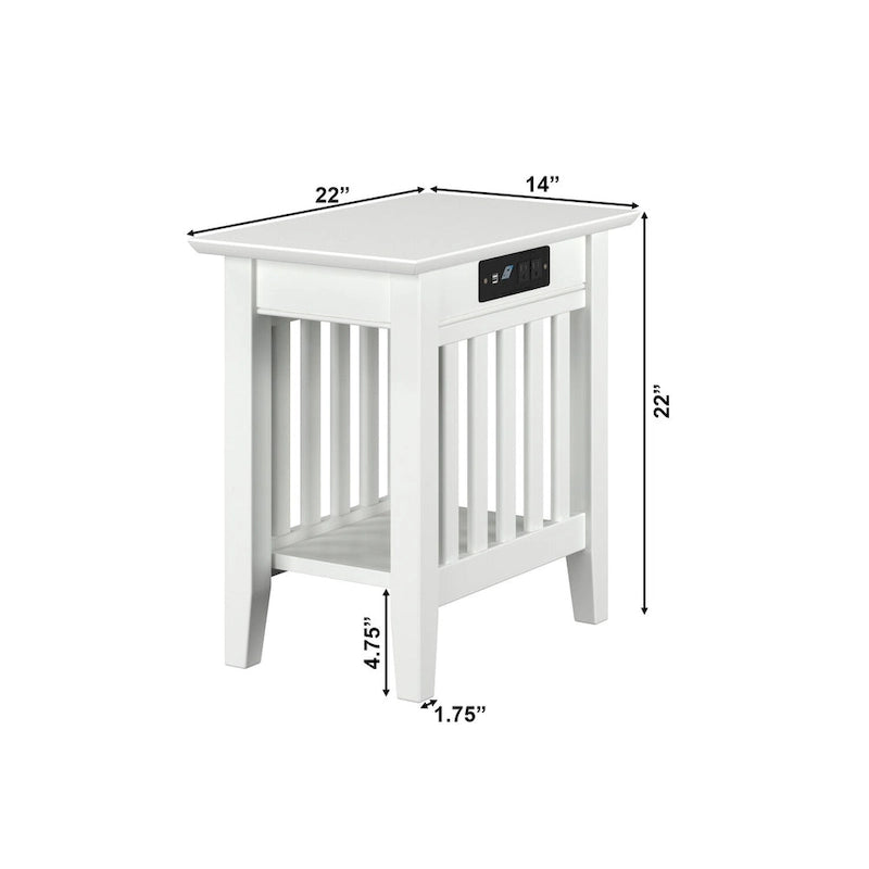 Chair Side Table with Charging Station