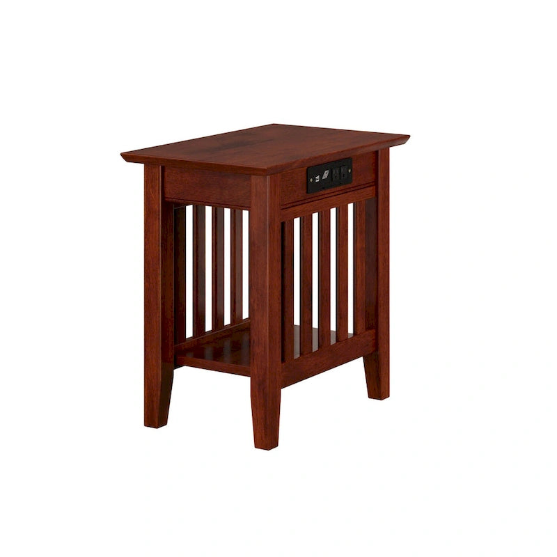 Chair Side Table with Charging Station