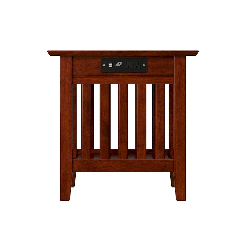 Chair Side Table with Charging Station
