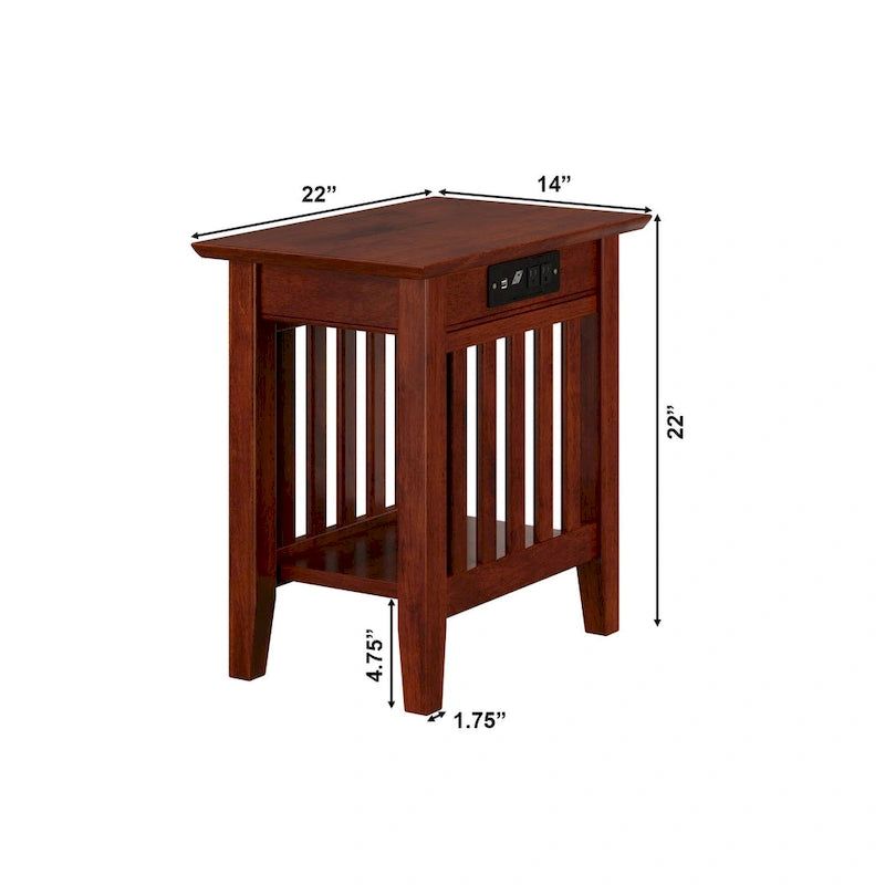 Chair Side Table with Charging Station