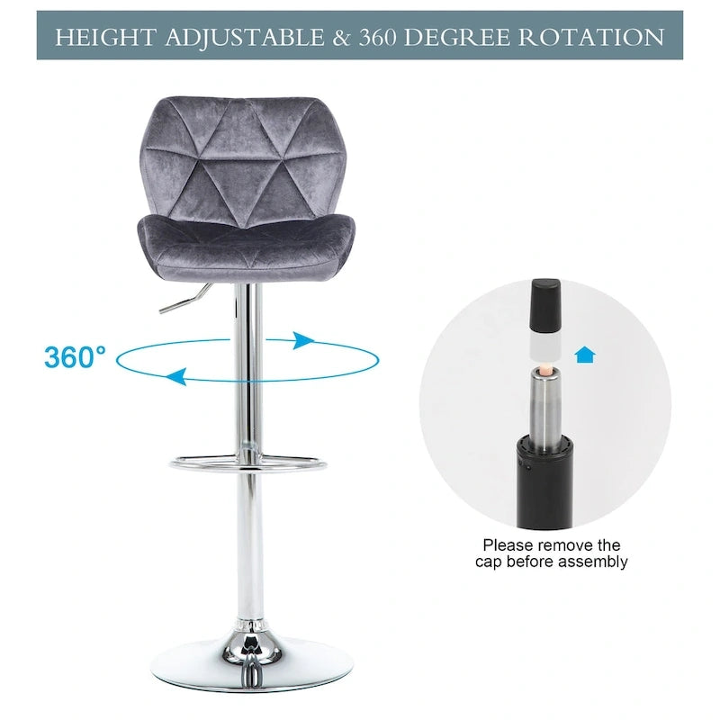 Upholstered Adjustable Barstools Counter Bar Pub Height Stools Set of 2