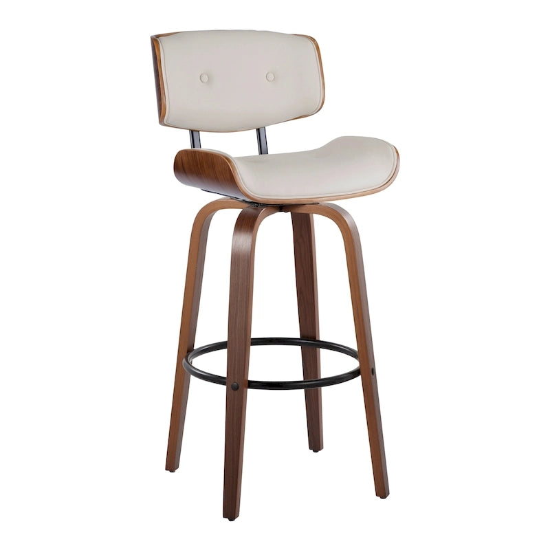 Fixed-Height Bar Stool with Bent Wood Legs (Set of 2)