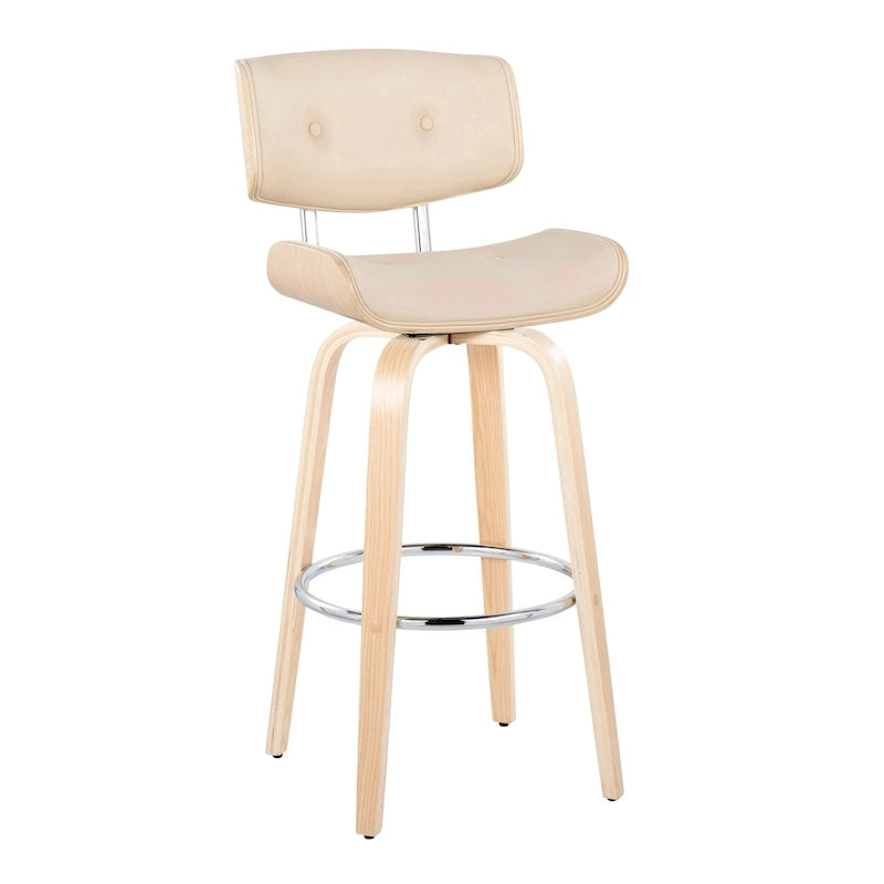 Fixed-Height Bar Stool with Bent Wood Legs (Set of 2)