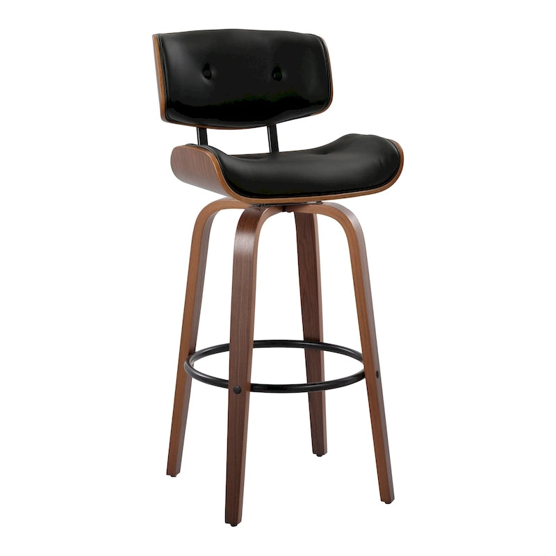 Fixed-Height Bar Stool with Bent Wood Legs (Set of 2)