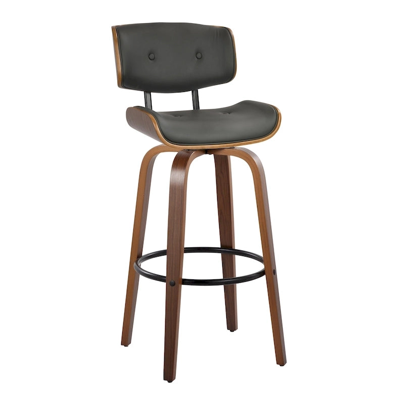 Fixed-Height Bar Stool with Bent Wood Legs (Set of 2)