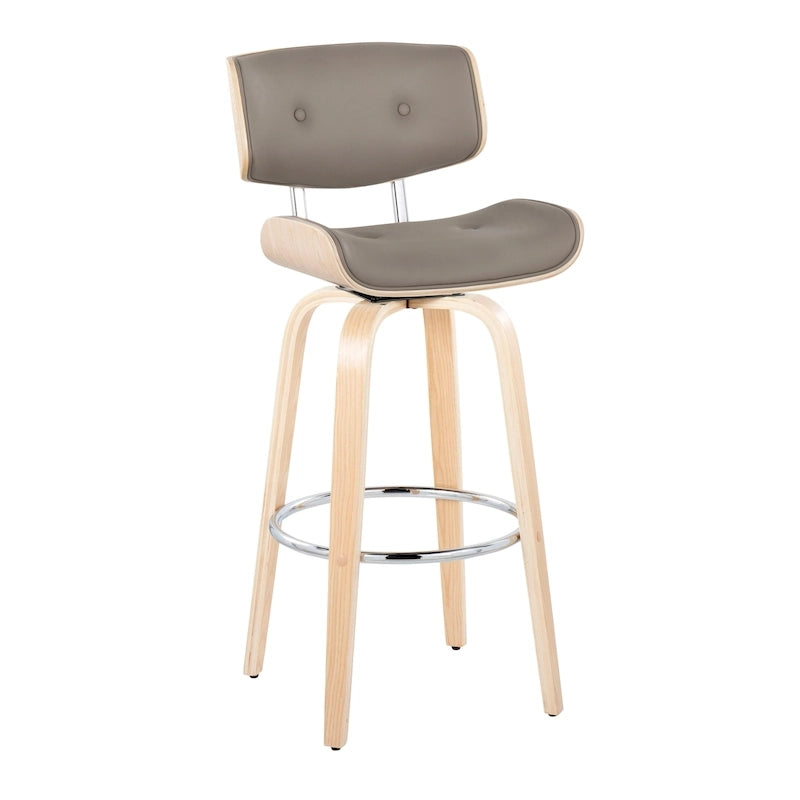 Fixed-Height Bar Stool with Bent Wood Legs (Set of 2)