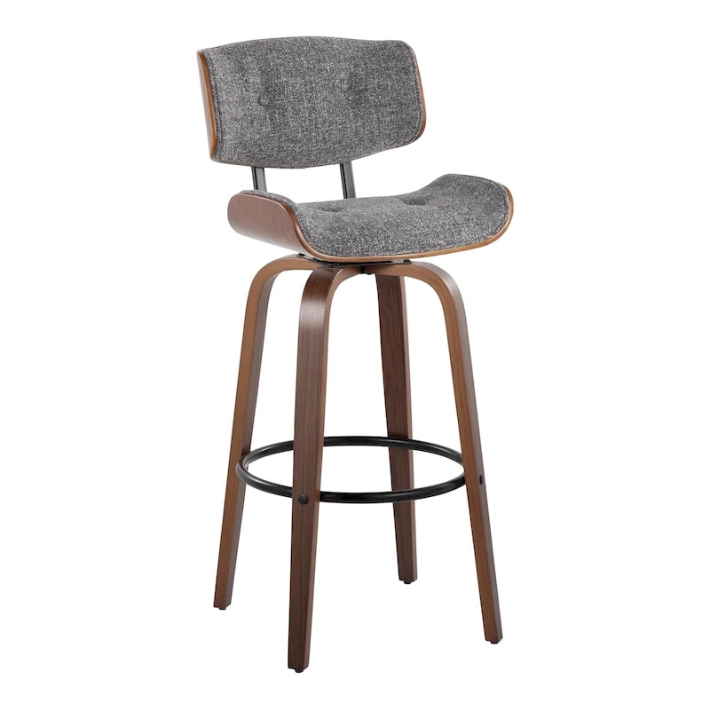 Fixed-Height Bar Stool with Bent Wood Legs (Set of 2)