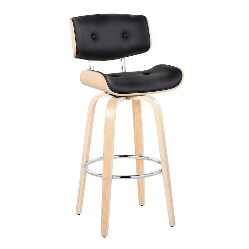 Fixed-Height Bar Stool with Bent Wood Legs (Set of 2)