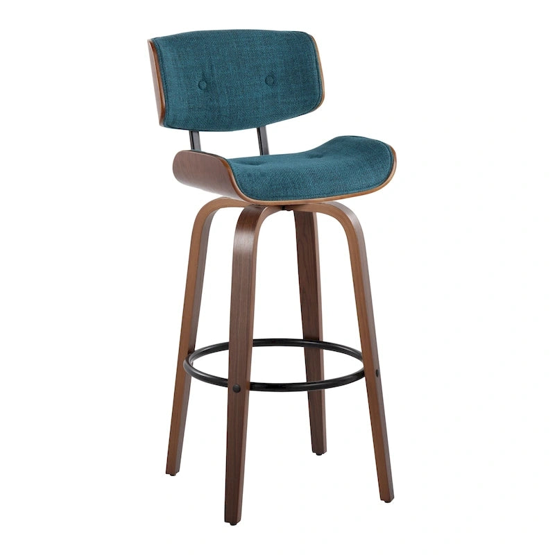 Fixed-Height Bar Stool with Bent Wood Legs (Set of 2)