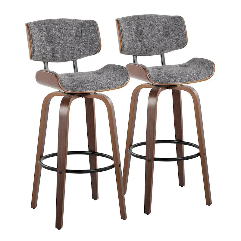 Fixed-Height Bar Stool with Bent Wood Legs (Set of 2)