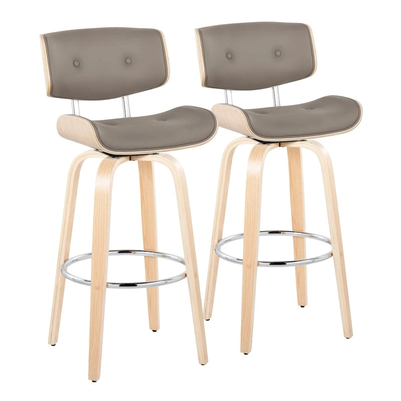 Fixed-Height Bar Stool with Bent Wood Legs (Set of 2)