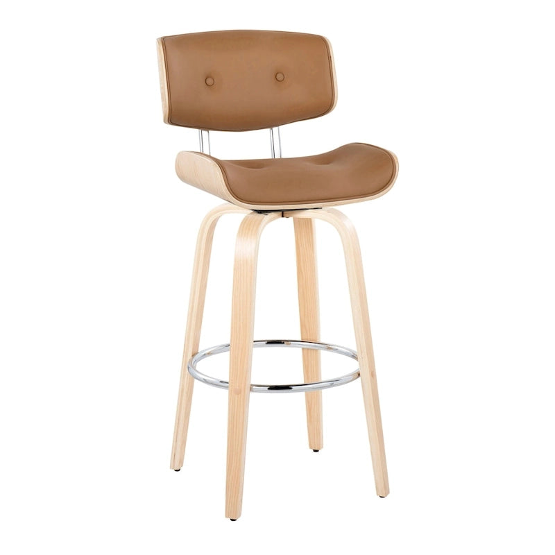 Fixed-Height Bar Stool with Bent Wood Legs (Set of 2)