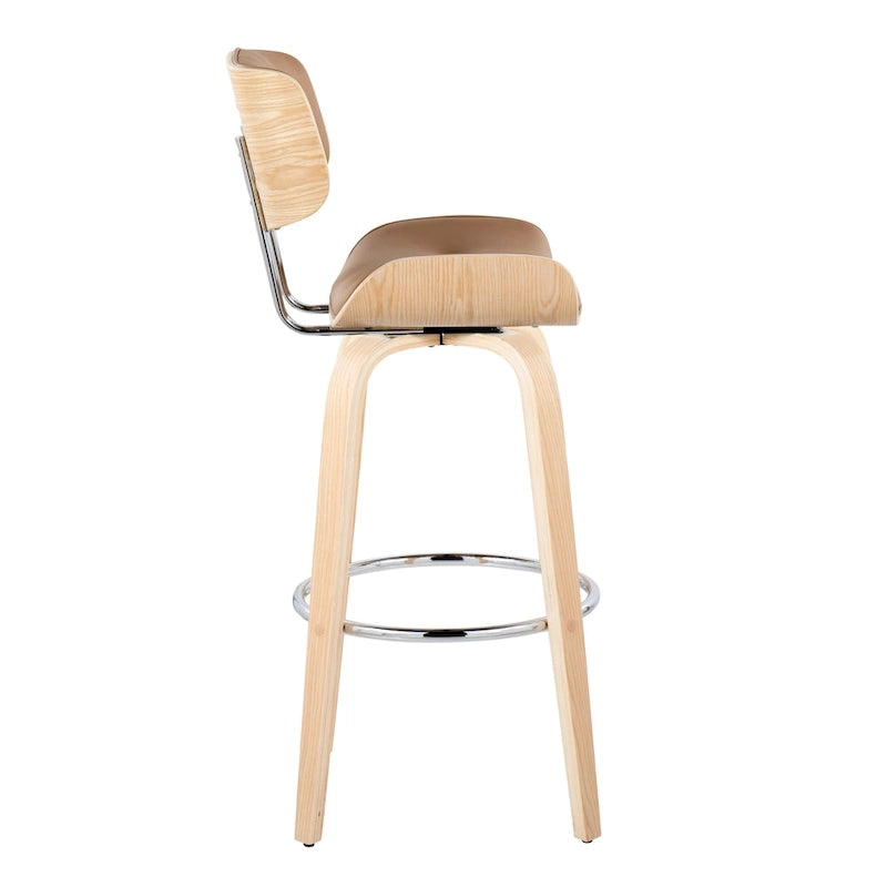 Fixed-Height Bar Stool with Bent Wood Legs (Set of 2)