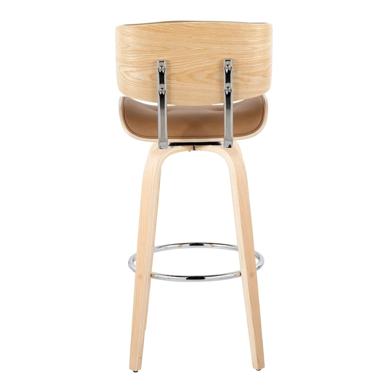 Fixed-Height Bar Stool with Bent Wood Legs (Set of 2)