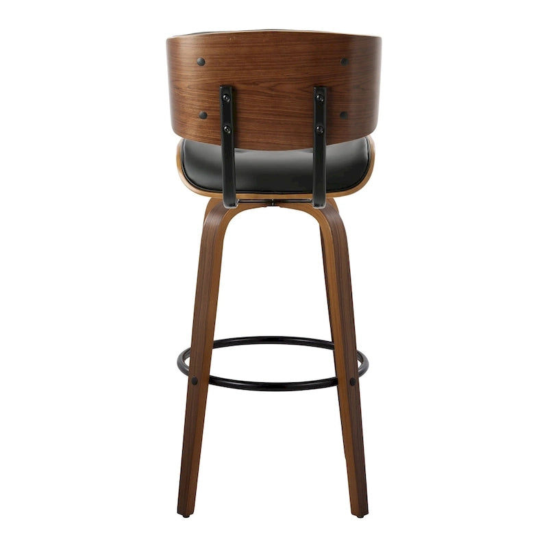 Fixed-Height Bar Stool with Bent Wood Legs (Set of 2)