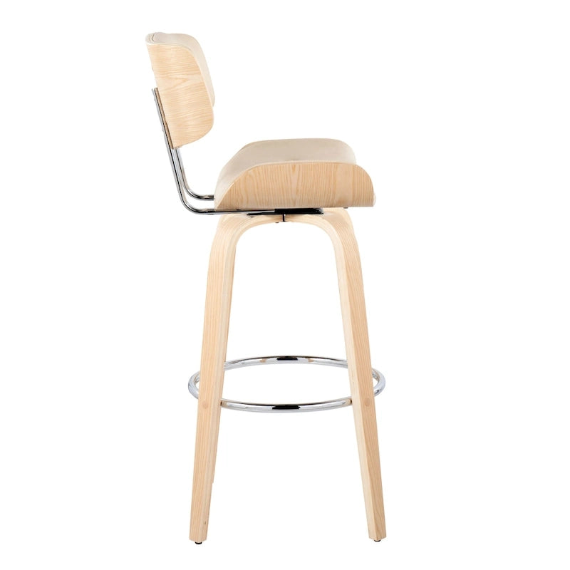 Fixed-Height Bar Stool with Bent Wood Legs (Set of 2)