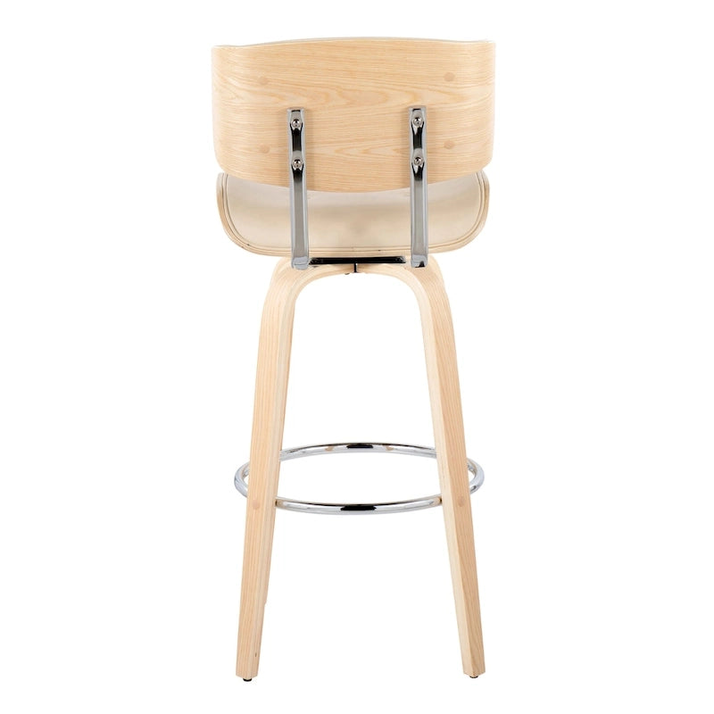 Fixed-Height Bar Stool with Bent Wood Legs (Set of 2)