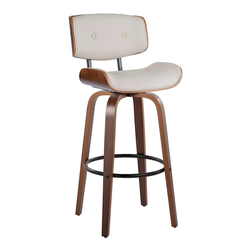 Fixed-Height Bar Stool with Bent Wood Legs (Set of 2)