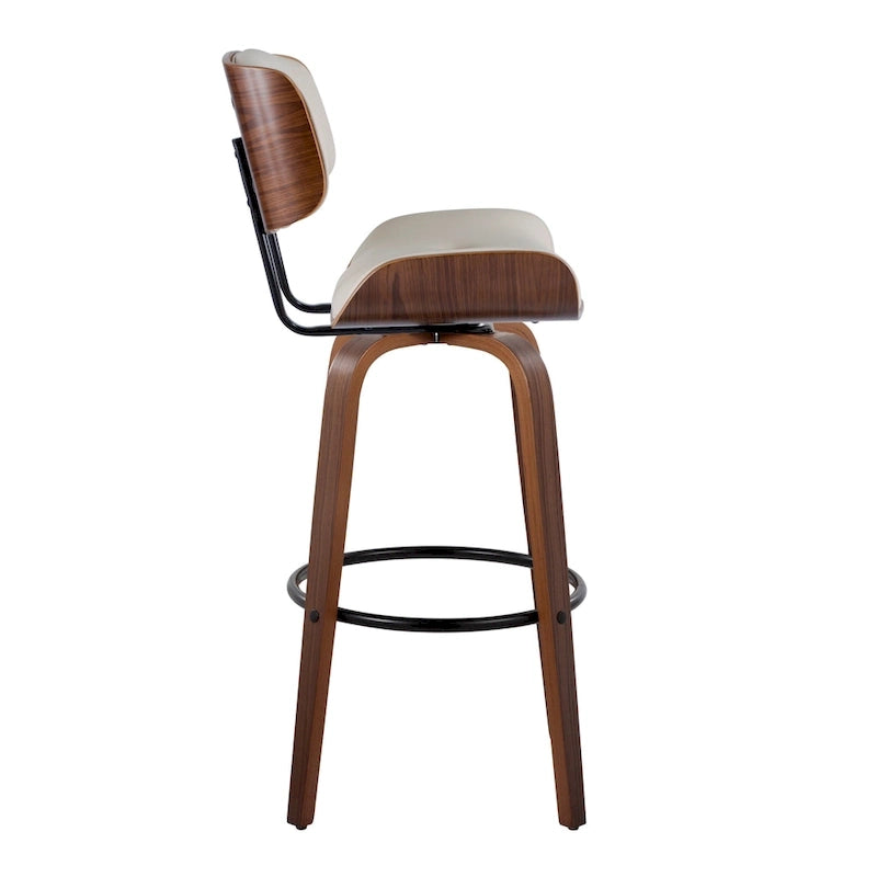 Fixed-Height Bar Stool with Bent Wood Legs (Set of 2)