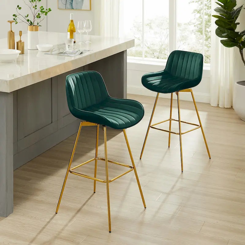 Swivel Velvet Bar Stools (Set of 2)