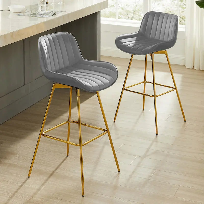 Swivel Velvet Bar Stools (Set of 2)