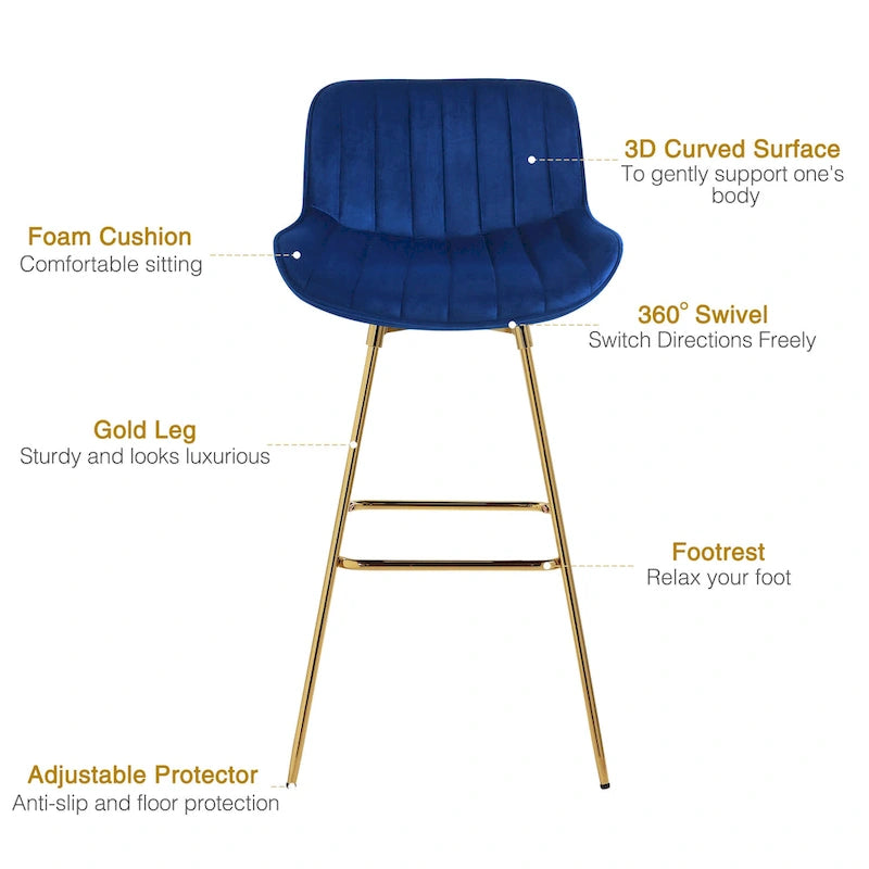 Swivel Velvet Bar Stools (Set of 2)