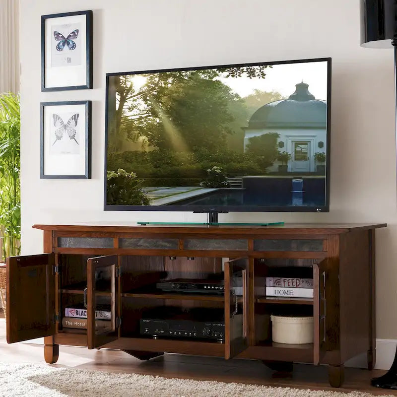 Leick Home Rustic Oak Enclosed Storage TV Stand